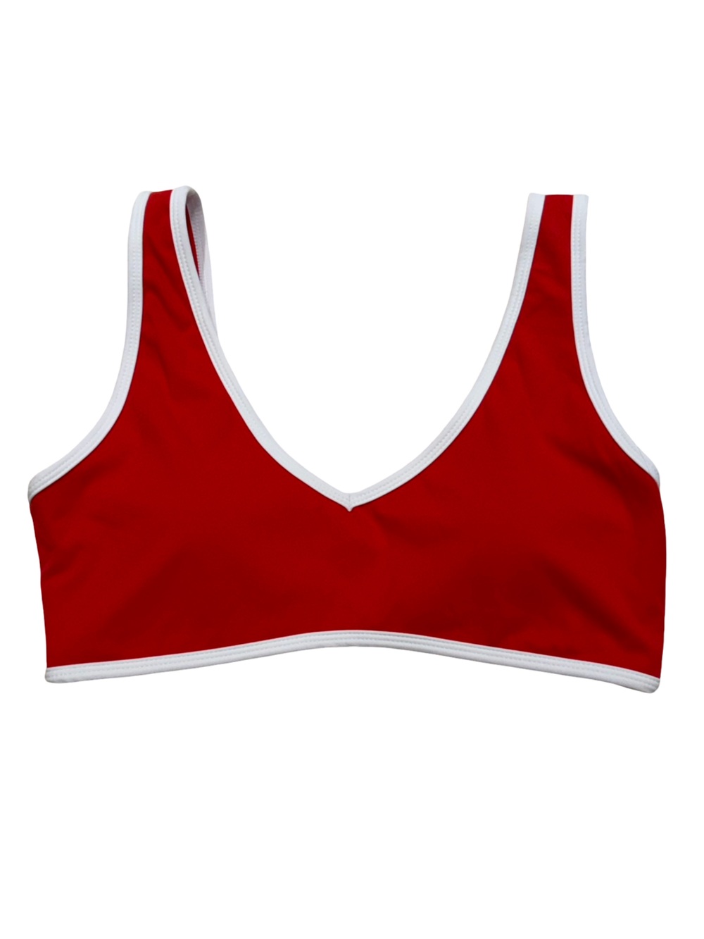Wilo The Label White Contrast Trim Red Sports Bra & Biker Short Set M NWT - Picture 3 of 8